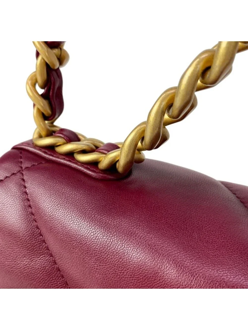 Chanel Shoulder Bag 19 Bordeaux Metal 2-Way Chain